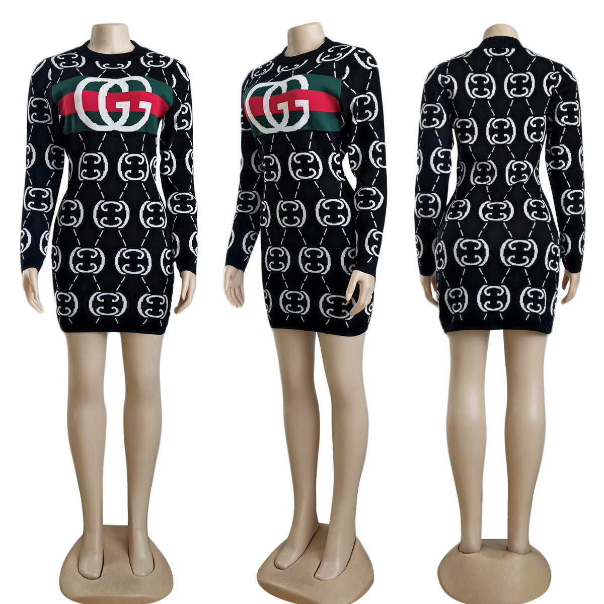 Gucci sweater dress with the GG monogram pattern
