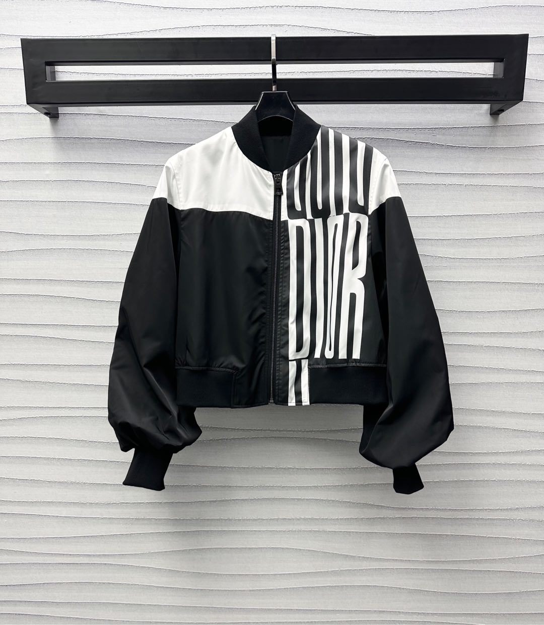Dior Cropped Bomber Jacket with Bishop Sleeves and the Dior Graphique motif