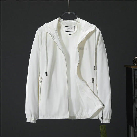 GUCCI Full Logo Hooded Windbreaker Jacket
