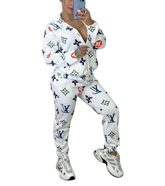 Louis Vuitton tracksuit featuring the brand's monogram print.