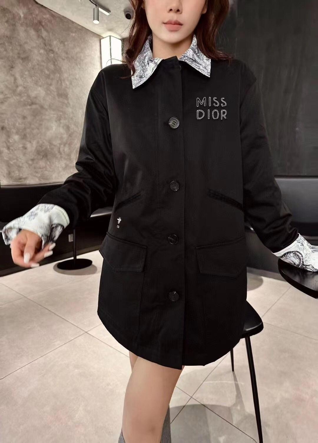 Dior jacket with a "Miss Dior" logo