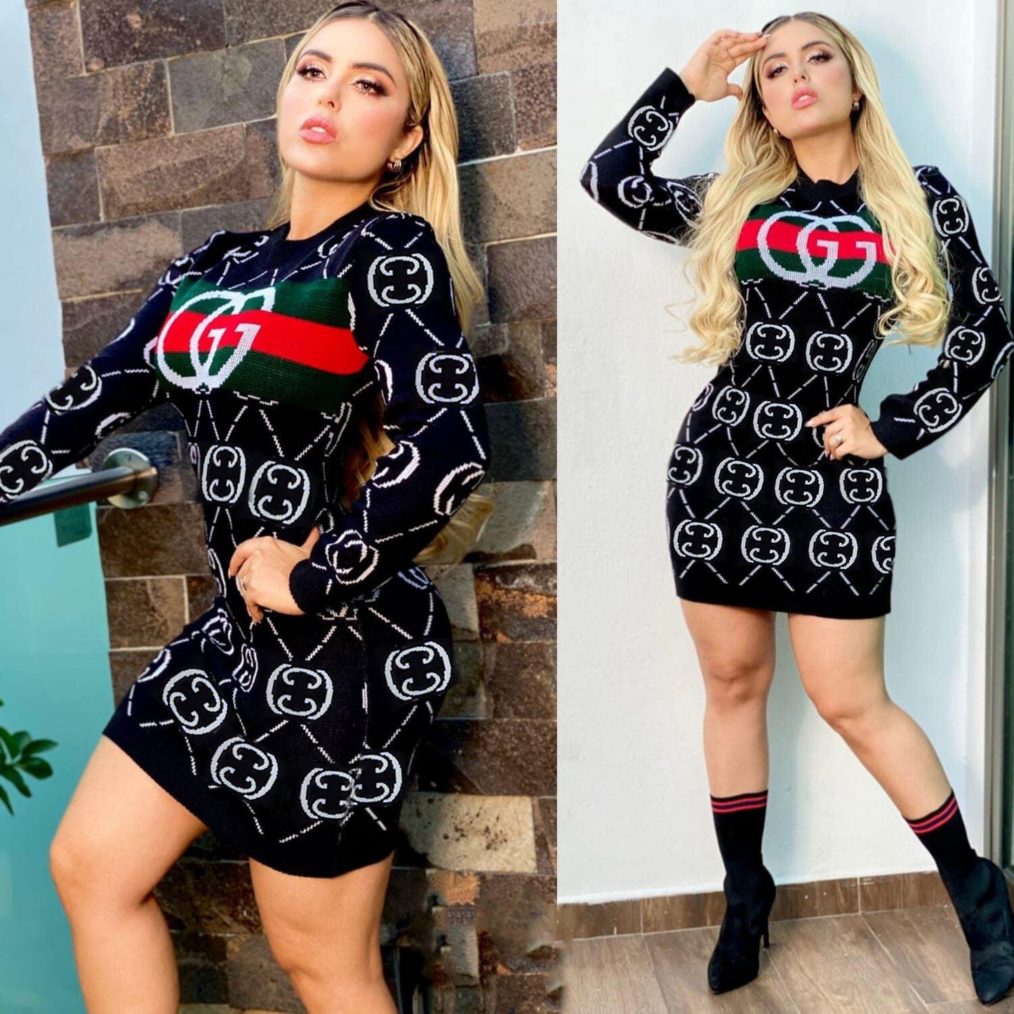 Gucci sweater dress with the GG monogram pattern
