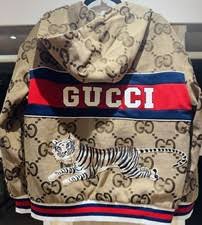 GG Supreme hooded jacket with a tiger print