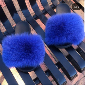 Blue Luxx Fur Slippers