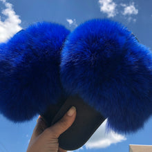 Load image into Gallery viewer, Blue Luxx Fur Slippers