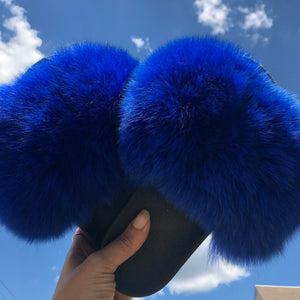 Blue Luxx Fur Slippers