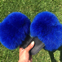 Load image into Gallery viewer, Blue Luxx Fur Slippers