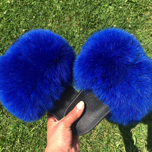 Blue Luxx Fur Slippers