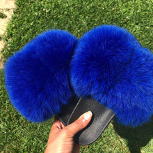 Load image into Gallery viewer, Blue Luxx Fur Slippers