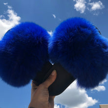 Load image into Gallery viewer, Blue Luxx Fur Slippers