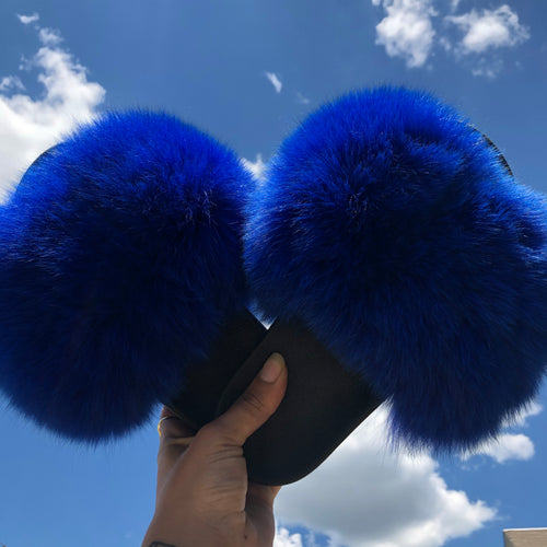 Blue Luxx Fur Slippers